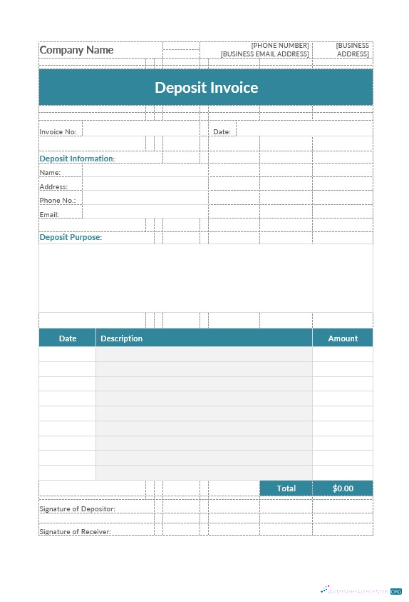 Download Deposit Invoice Template Photoshop template
